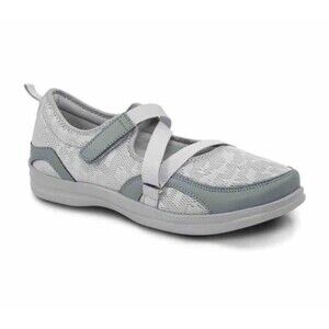 Apex A601W Women's Mary Jane Comfort Shoes US 7.5 Wide Gray Fabric